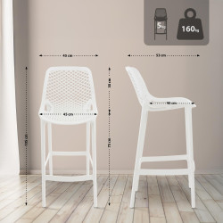 Conjunto de 2 banquetas de bar Air brancas