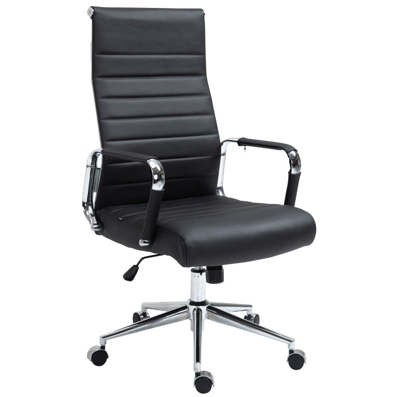 Chaise de bureau Columbus en cuir véritable noir