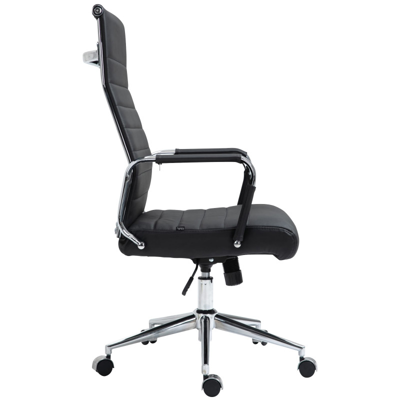 Chaise de bureau Columbus en cuir véritable noir