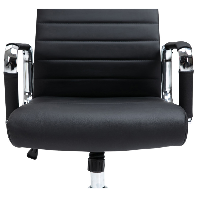Chaise de bureau Columbus en cuir véritable noir