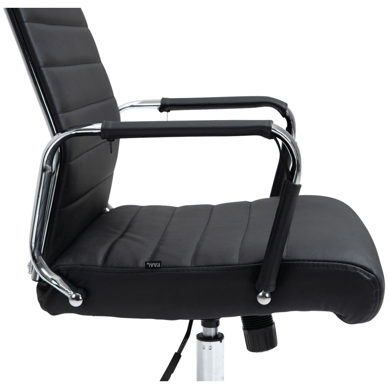 Chaise de bureau Columbus en cuir véritable noir