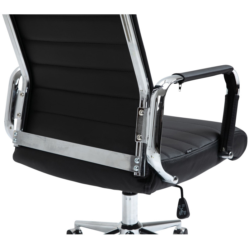Chaise de bureau Columbus en cuir véritable noir