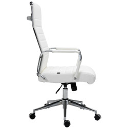 Chaise de bureau Columbus en cuir véritable blanc