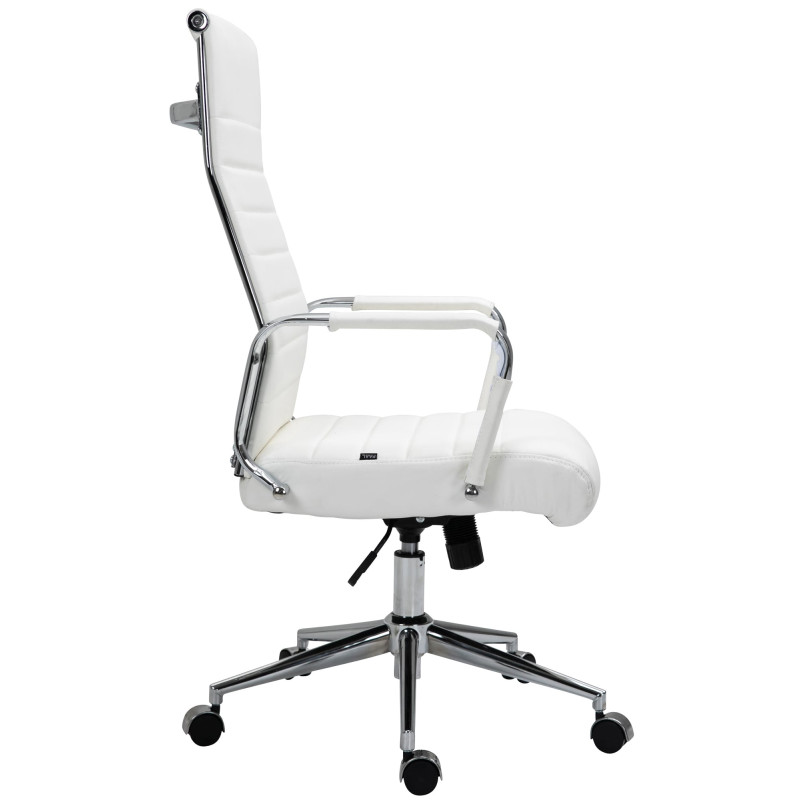 Chaise de bureau Columbus en cuir véritable blanc
