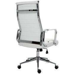 Chaise de bureau Columbus en cuir véritable blanc