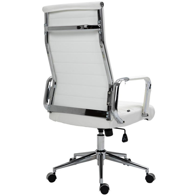 Chaise de bureau Columbus en cuir véritable blanc