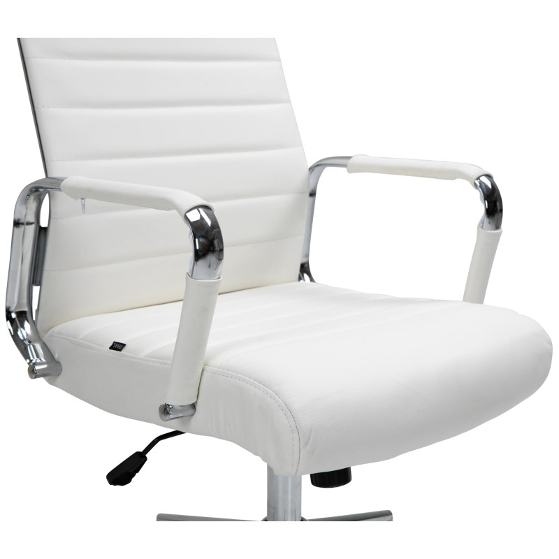 Chaise de bureau Columbus en cuir véritable blanc