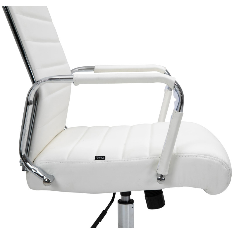 Chaise de bureau Columbus en cuir véritable blanc
