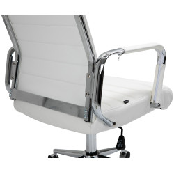 Chaise de bureau Columbus en cuir véritable blanc