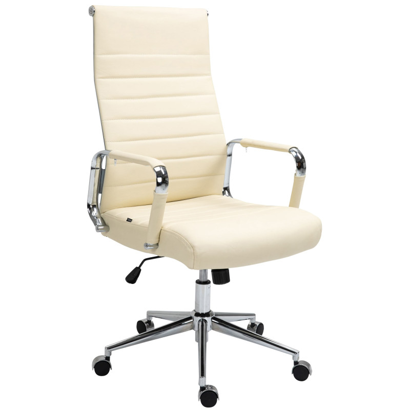Chaise de bureau Columbus en cuir véritable crème