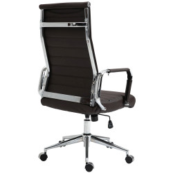 Chaise de bureau Columbus en cuir véritable brun