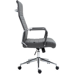 Chaise de bureau Columbus en cuir véritable gris