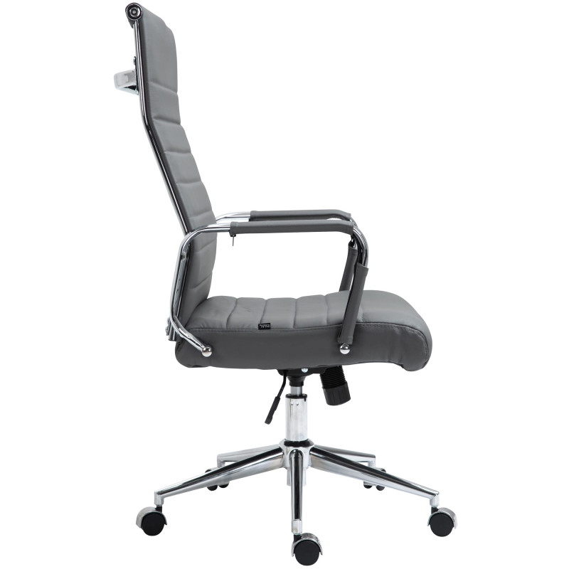 Chaise de bureau Columbus en cuir véritable gris