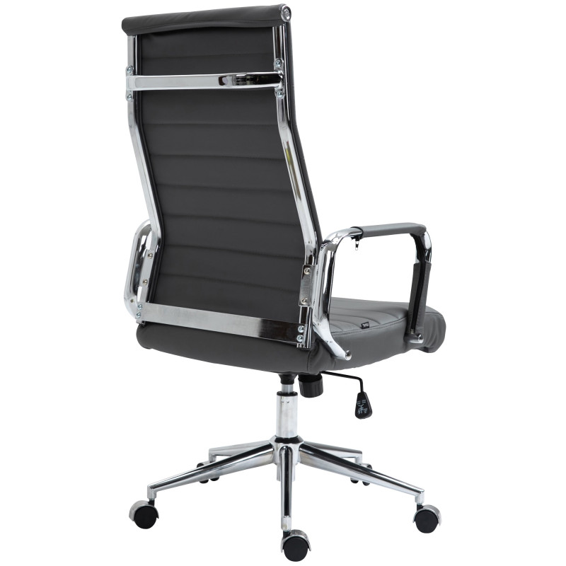 Chaise de bureau Columbus en cuir véritable gris