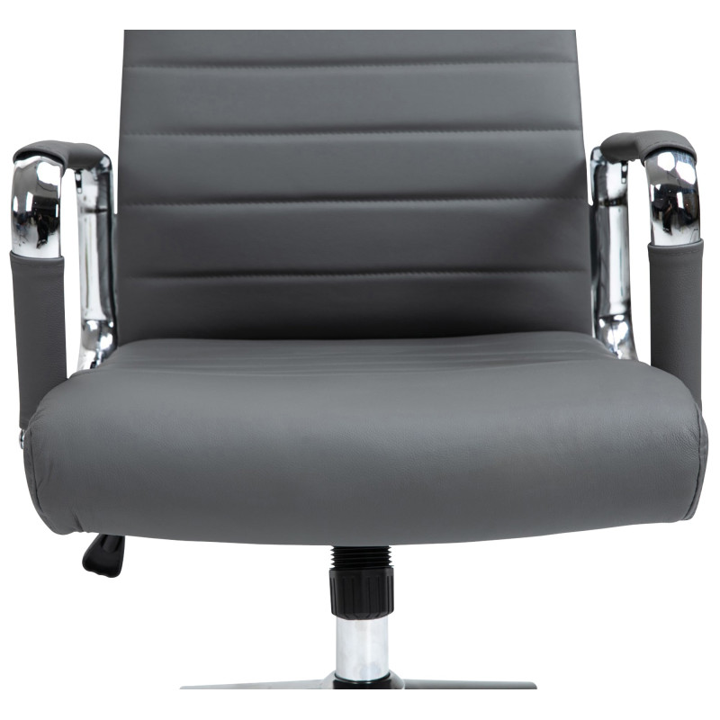 Chaise de bureau Columbus en cuir véritable gris
