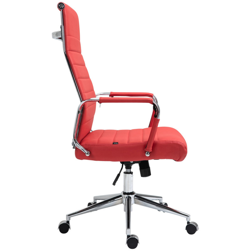 Chaise de bureau Columbus en cuir véritable rouge