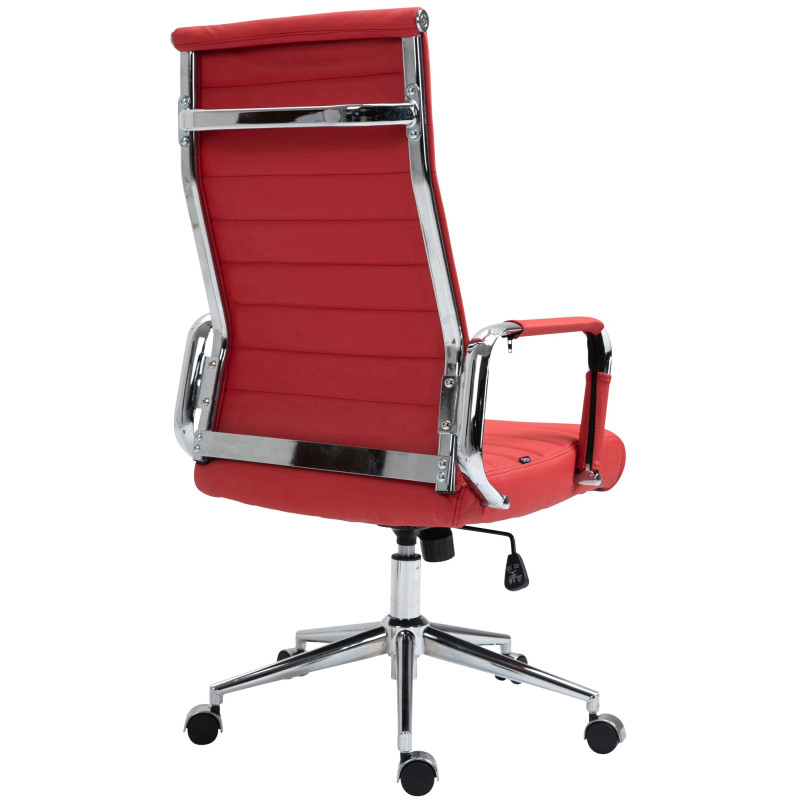 Chaise de bureau Columbus en cuir véritable rouge