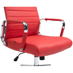 Chaise de bureau Columbus en cuir véritable rouge