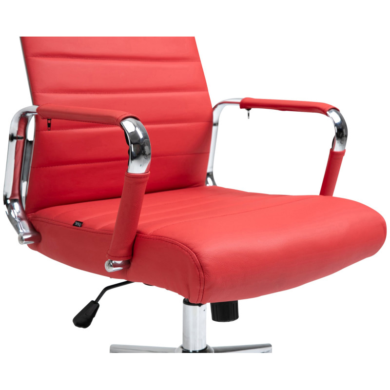 Chaise de bureau Columbus en cuir véritable rouge