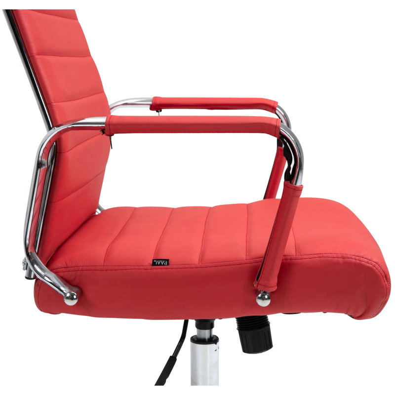 Chaise de bureau Columbus en cuir véritable rouge