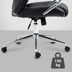 Chaise de bureau Salford en cuir véritable noir