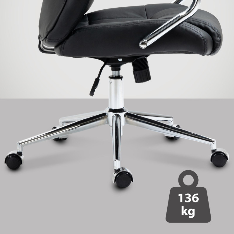 Chaise de bureau Salford en cuir véritable noir