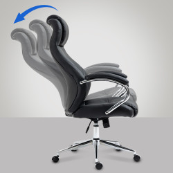 Chaise de bureau Salford en cuir véritable noir