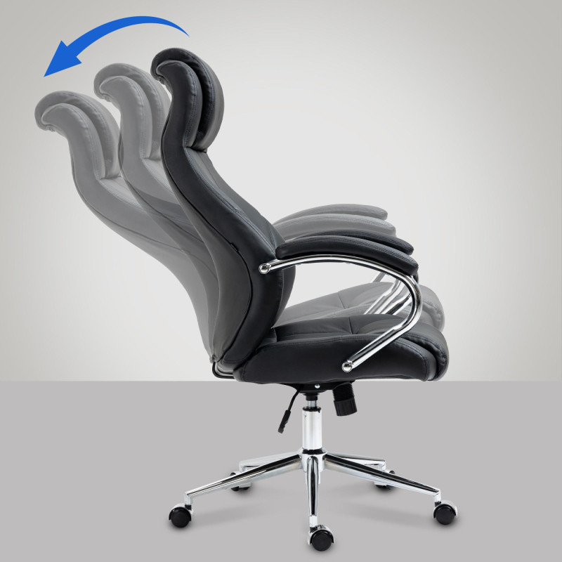 Chaise de bureau Salford en cuir véritable noir