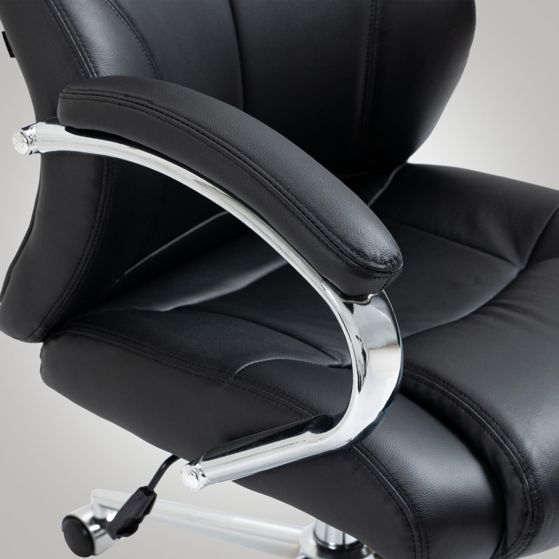 Chaise de bureau Salford en cuir véritable noir
