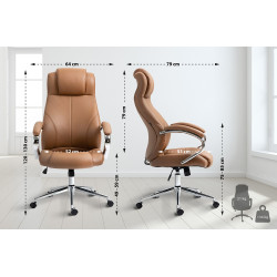 Chaise de bureau Salford en cuir véritable marron clair