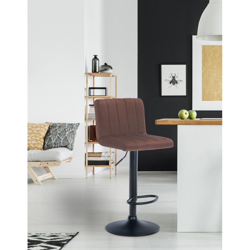 Tabouret de bar Jamie en velours marron