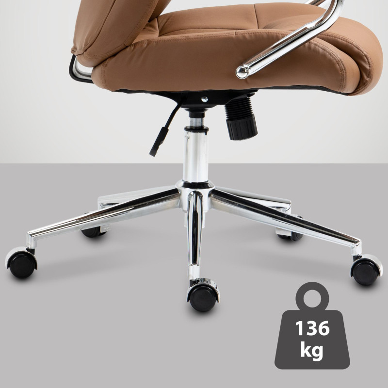 Chaise de bureau Salford en cuir véritable marron clair