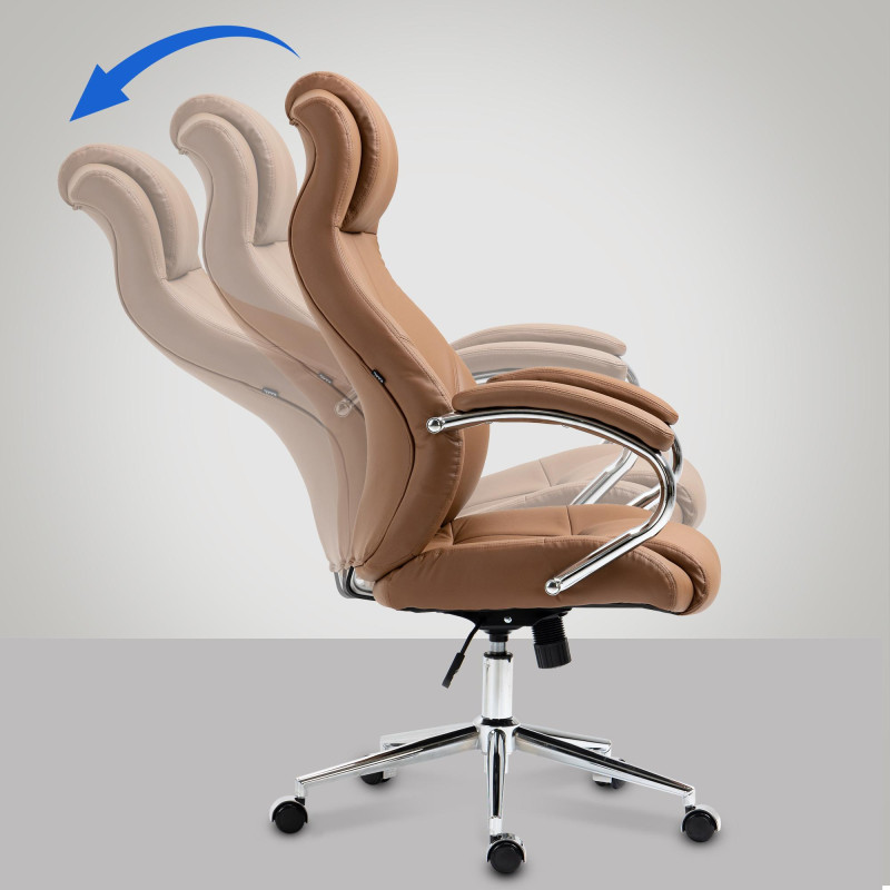 Chaise de bureau Salford en cuir véritable marron clair
