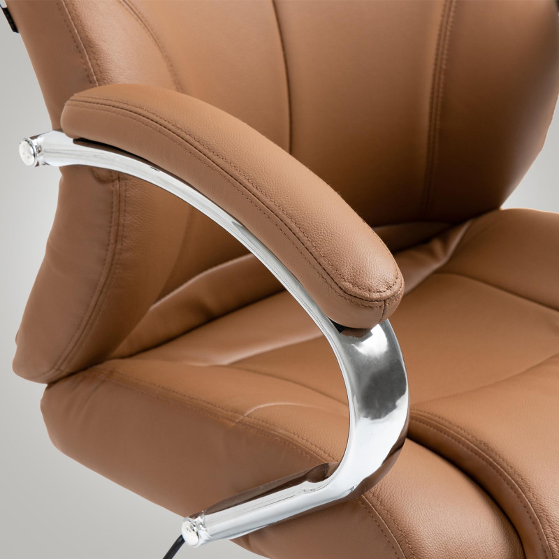 Chaise de bureau Salford en cuir véritable marron clair