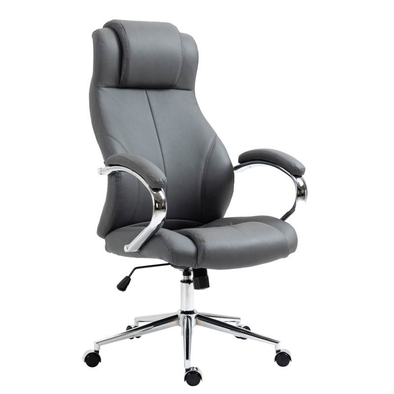Chaise de bureau Salford en cuir véritable gris