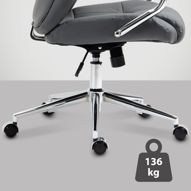 Chaise de bureau Salford en cuir véritable gris
