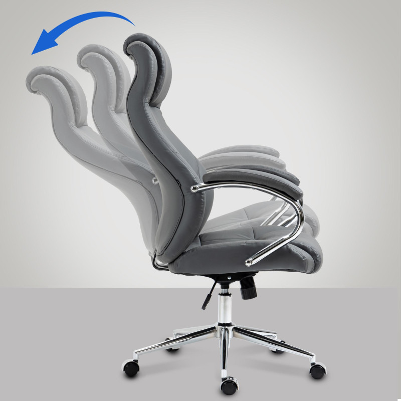 Chaise de bureau Salford en cuir véritable gris
