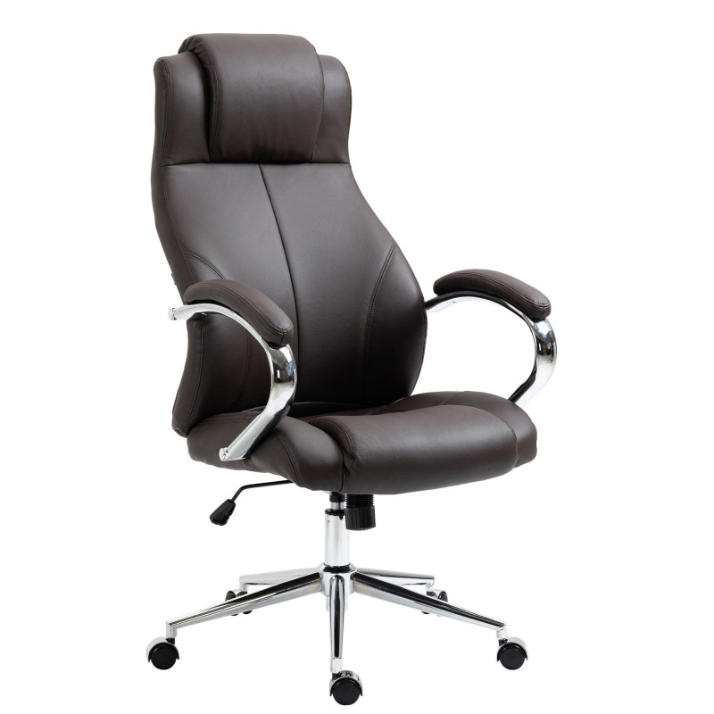 Chaise de bureau Salford en cuir véritable brun