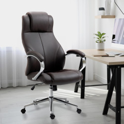 Chaise de bureau Salford en cuir véritable brun