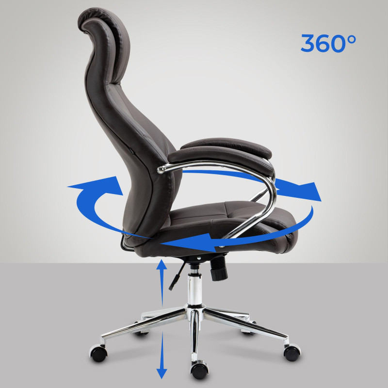 Chaise de bureau Salford en cuir véritable brun
