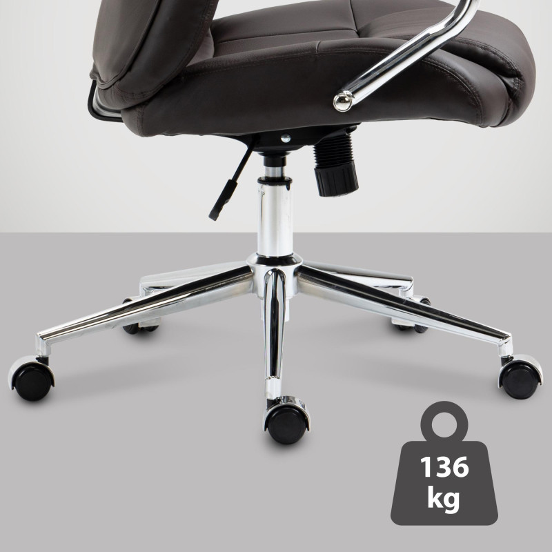 Chaise de bureau Salford en cuir véritable brun