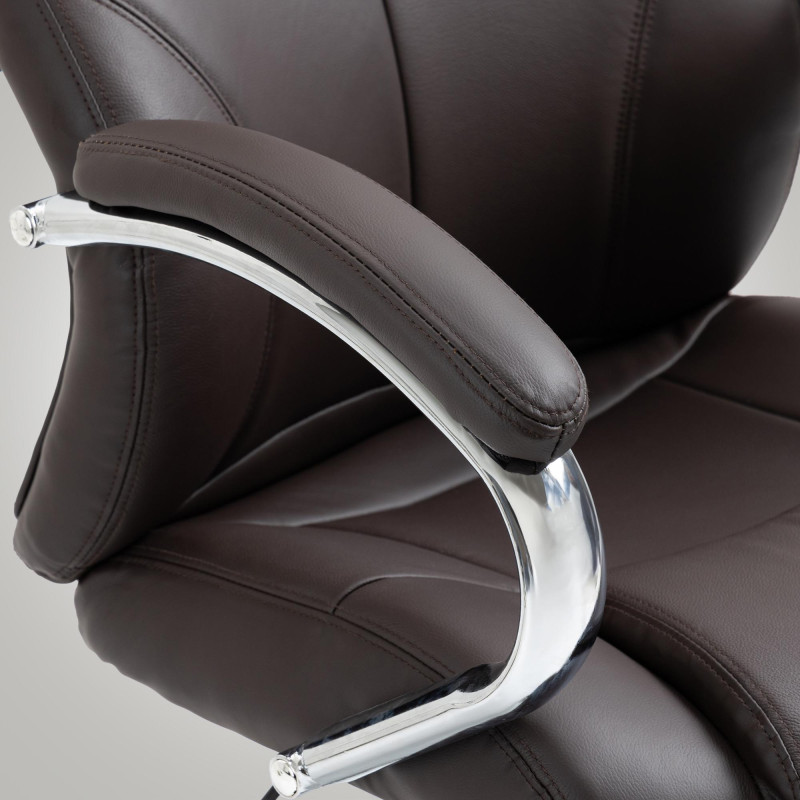 Chaise de bureau Salford en cuir véritable brun