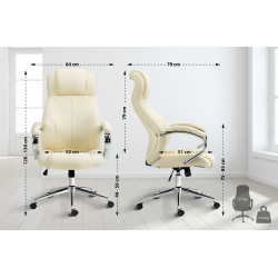 Chaise de bureau Salford en cuir véritable crème