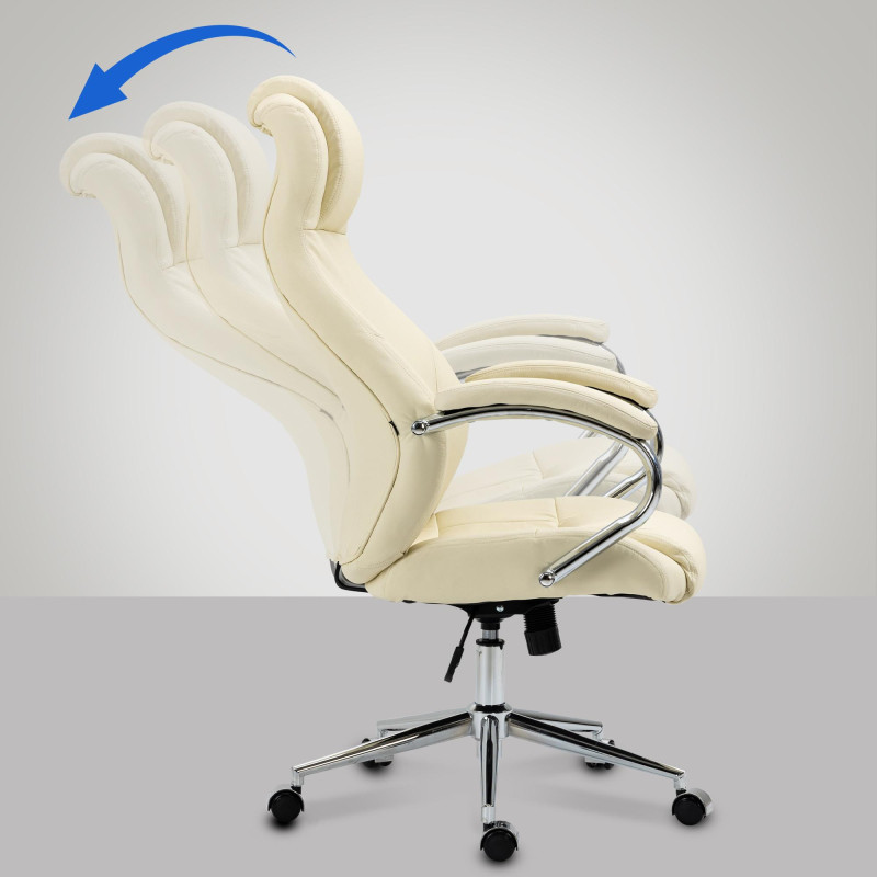 Chaise de bureau Salford en cuir véritable crème
