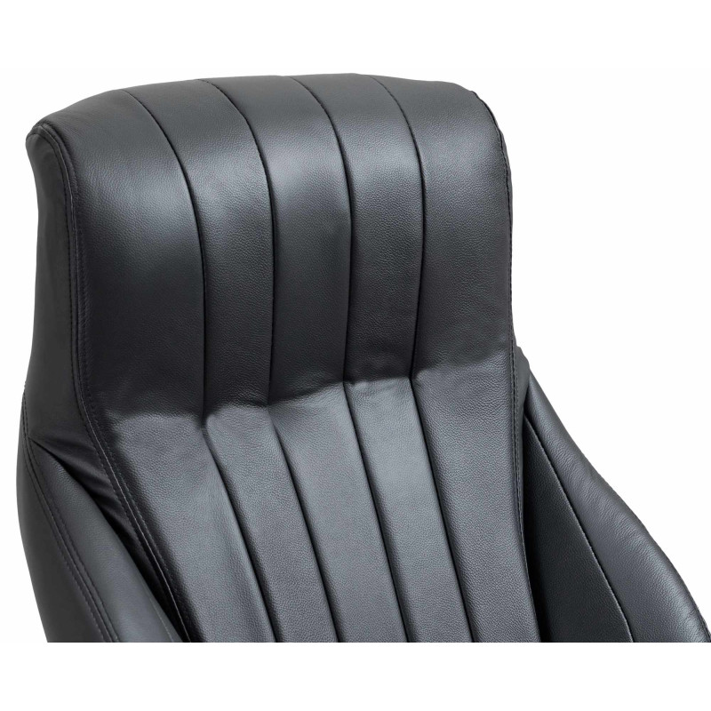 Chaise de bureau Wigan en cuir véritable noir