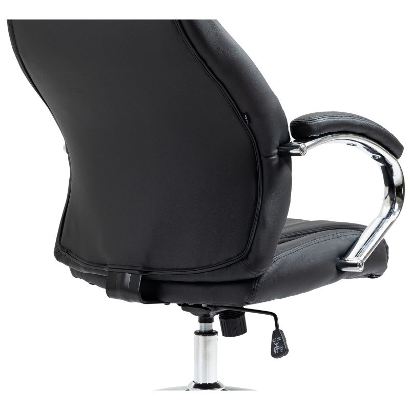 Chaise de bureau Wigan en cuir véritable noir