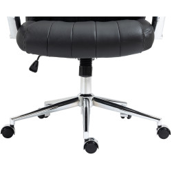 Chaise de bureau Wigan en cuir véritable noir