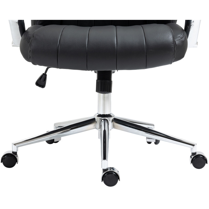 Chaise de bureau Wigan en cuir véritable noir