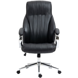 Chaise de bureau Wigan en cuir véritable noir