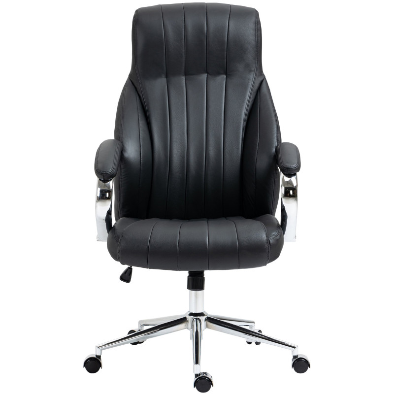 Chaise de bureau Wigan en cuir véritable noir